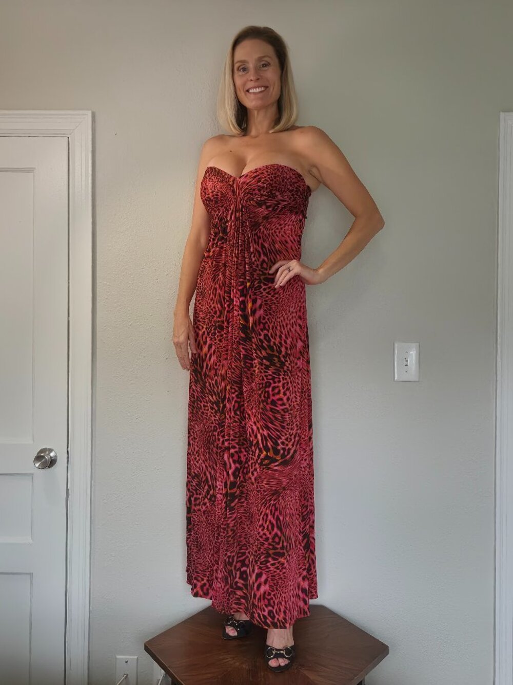 Laundry by Shelli Segal Animal Print Strapless Maxi Dress — Size 8